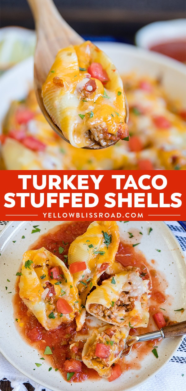 Turkey Taco Stuffed Shell collage.