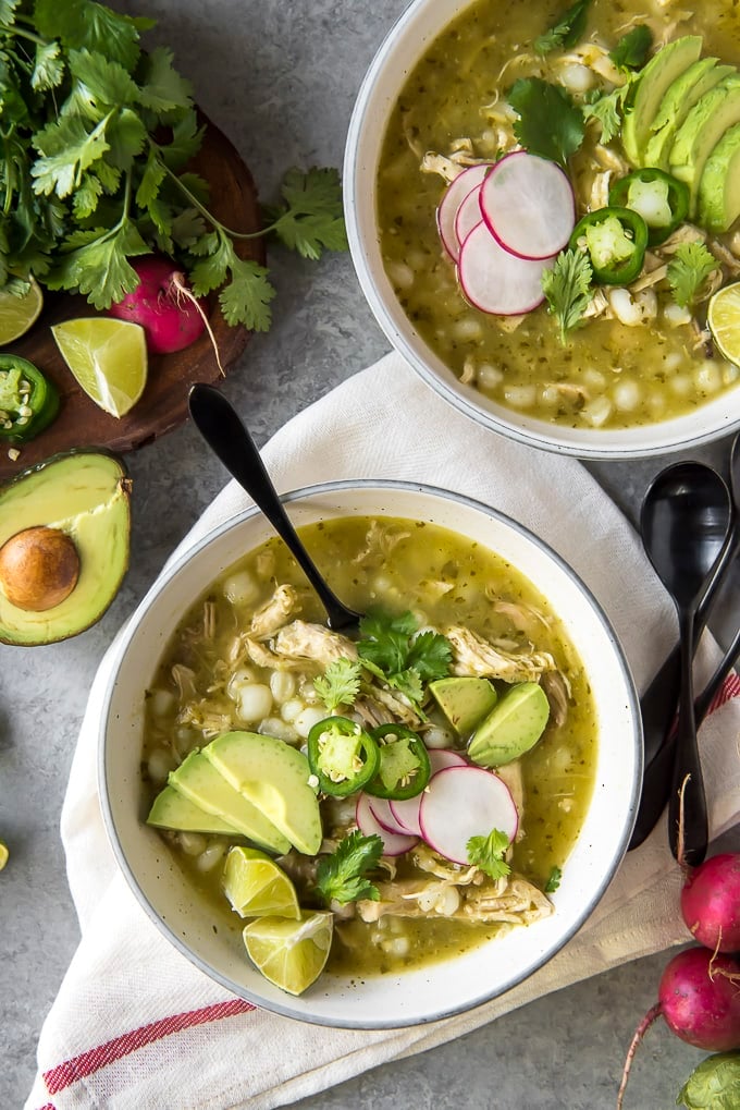 Top shot of Pozole Verde