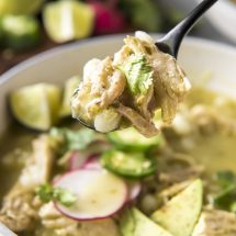 Spoonful of soup - bowl of Pozole Verde