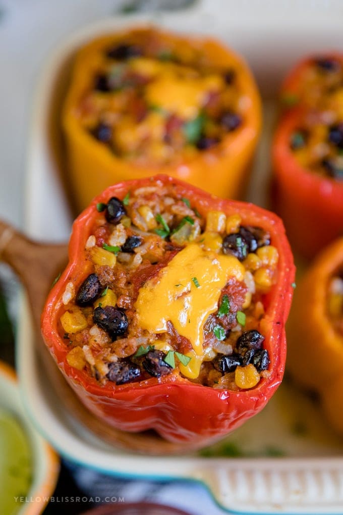 A Turkey Taco Stuffed Pepper lifted on a spoon.