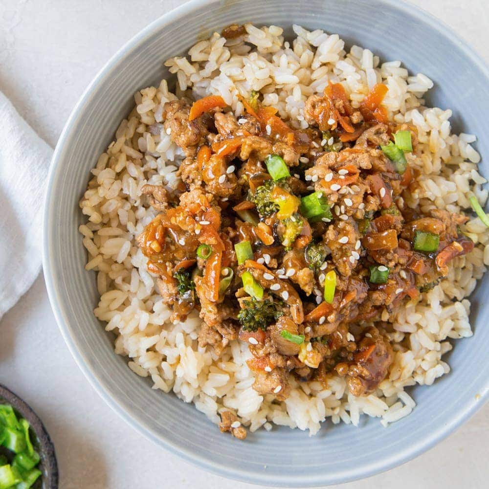 Healthy Teriyaki Turkey Rice Bowl