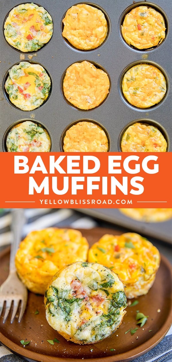 baked egg muffins collage of photos.