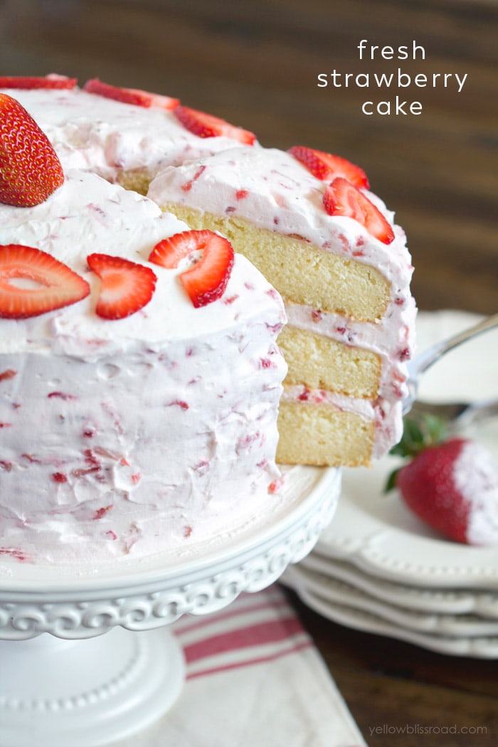 Fresh Strawberry Cake Recipe With Strawberry Whipped Cream Frosting