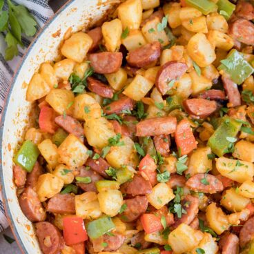 Social media image of sausage and potato hash