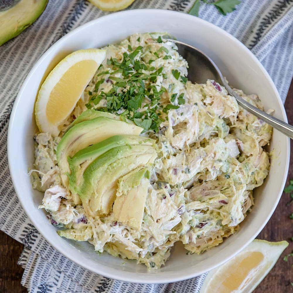 A bowl of Avocado Chicken Salad