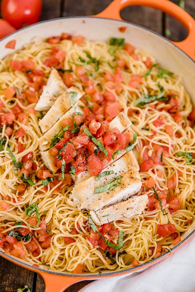 Easy Chicken Bruschetta Pasta | YellowBlissRoad.com