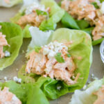 A close up of Buffalo Chicken Lettuce Wrap