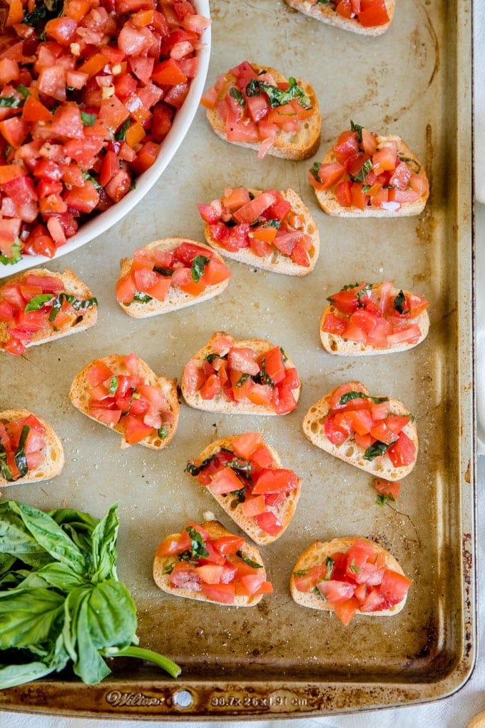 Tomato Bruschetta on toasted bread pieces