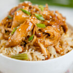A dish is filled with Chicken Teriyaki