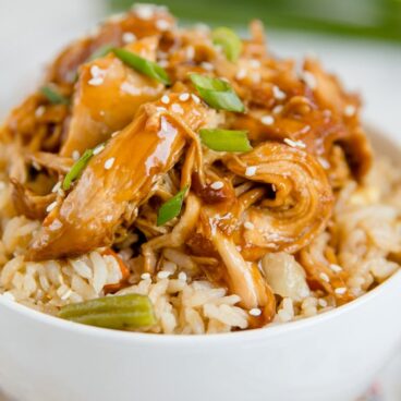 A dish is filled with Chicken Teriyaki
