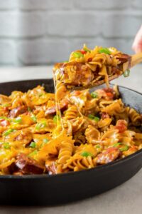 Pan filled with Pasta and Sausage