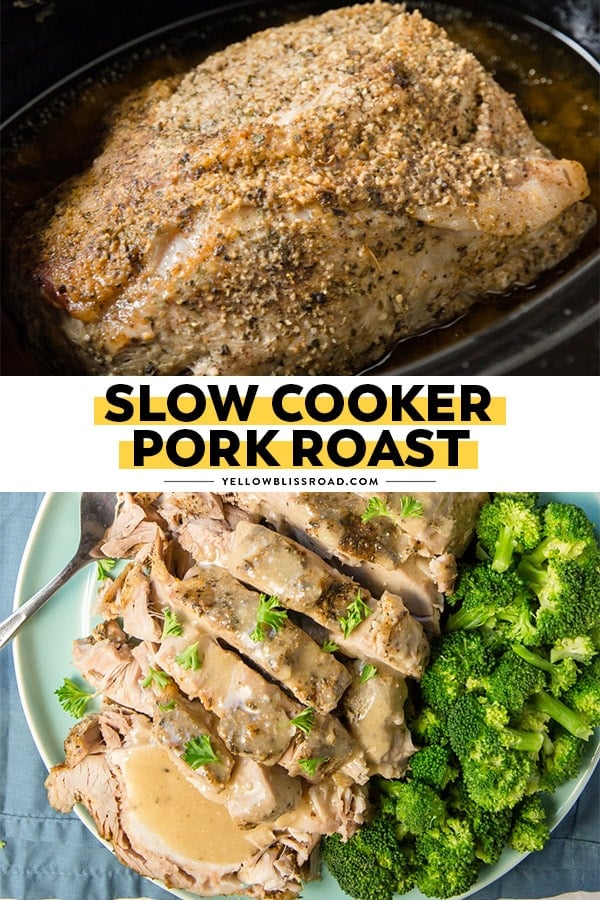 Crock Pot Pork Roast - 2 images with text overlay in the middle