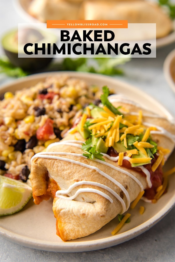 Baked Chimichangas with title text overlay