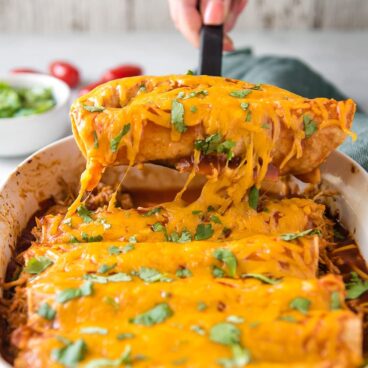 A close up of Chicken Enchiladas