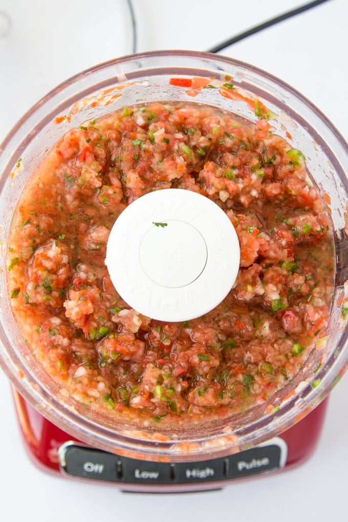 homemade salsa in a food processor