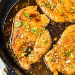 Pan filled with honey garlic chicken