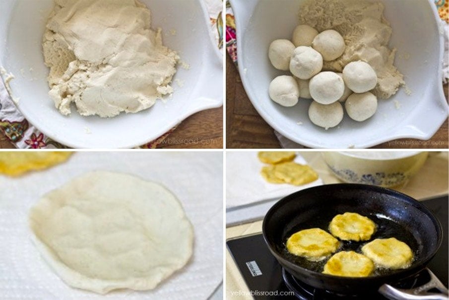 collage of images showing how to make sopes