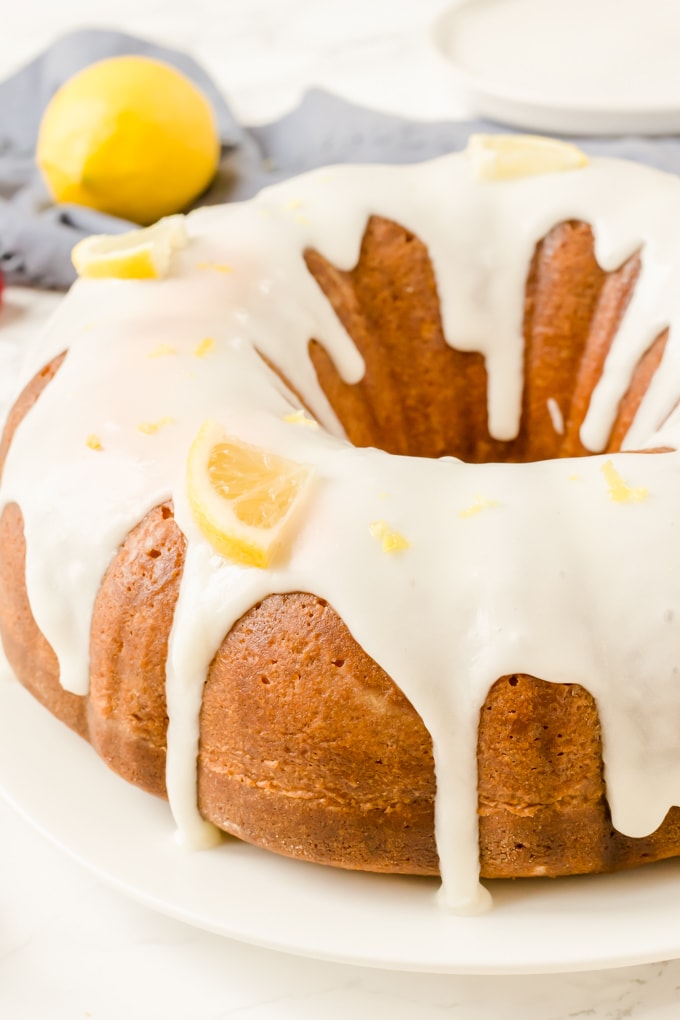 An iced Lemon Bundt Cake