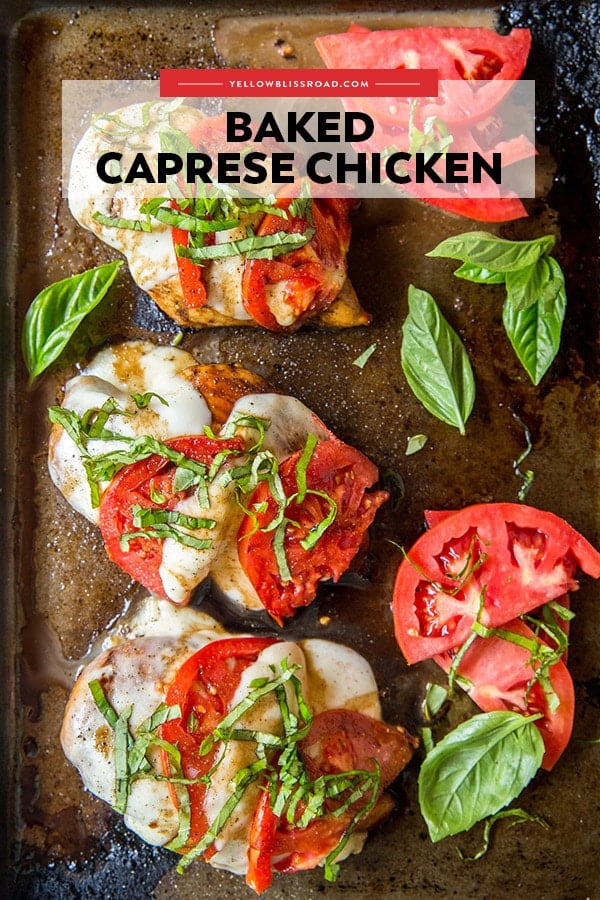Baked Chicken Caprese pinterest friendly image