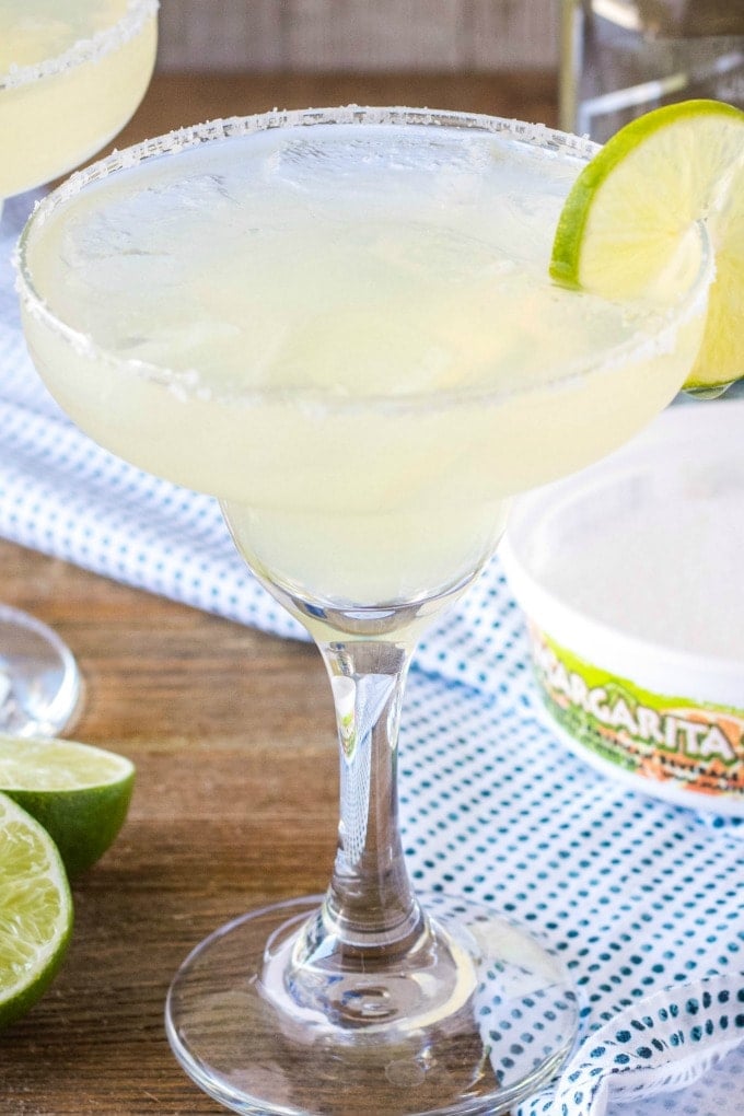 margarita garnished with a lime