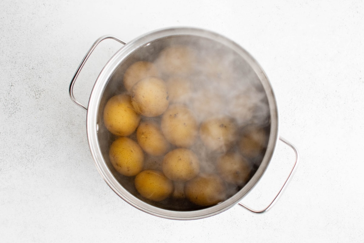 potatoes in a pot of boiling water.
