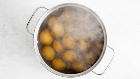 potatoes in a pot of boiling water.