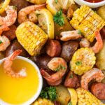 Social media image of Shrimp Boil Sheet Pan dinner