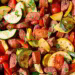 Social media image of smoked sausage and zucchini
