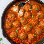 Social media image of Mozzarella stuffed meatballs