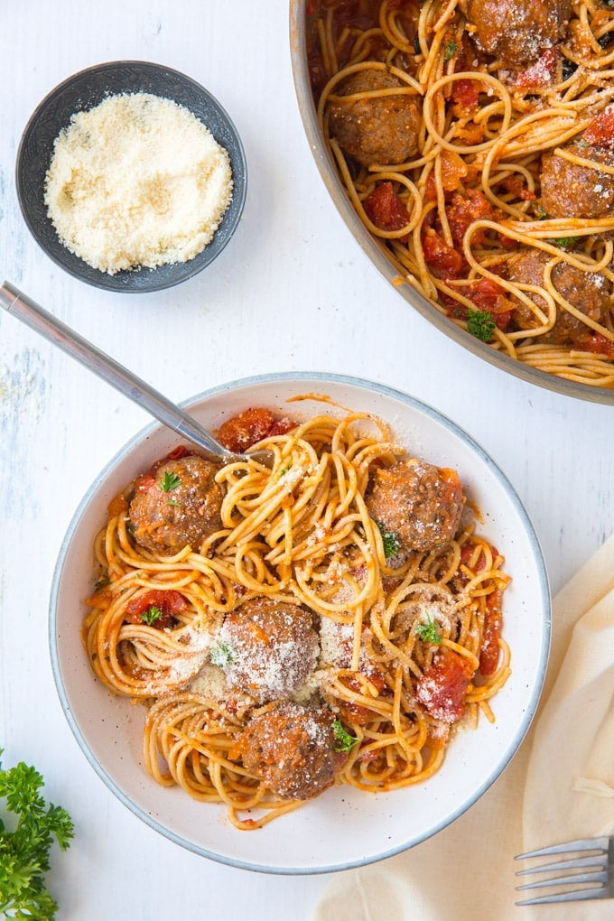 A plate of Spaghetti and Meatballs.