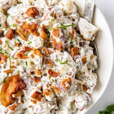 A plate of Bacon Ranch Potato Salad