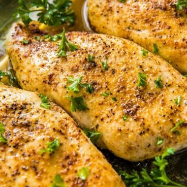 Social media image of baked chicken breasts