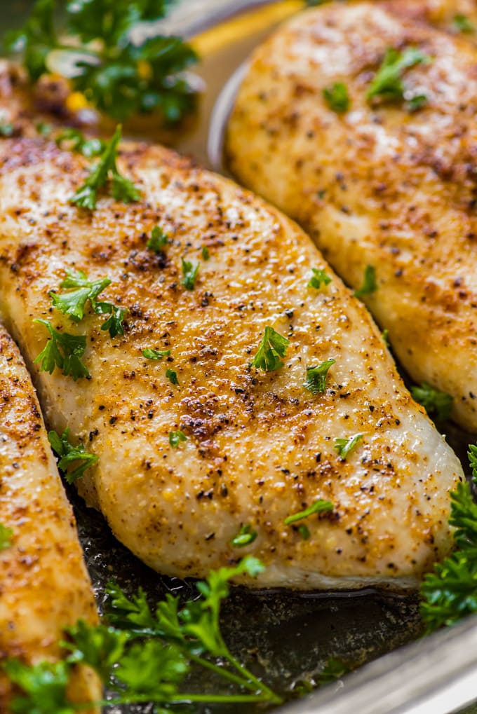 baked chicken breast with chicken seasoning and parsley