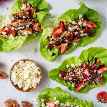 Social media image of Grilled Balsamic Chicken lettuce wraps