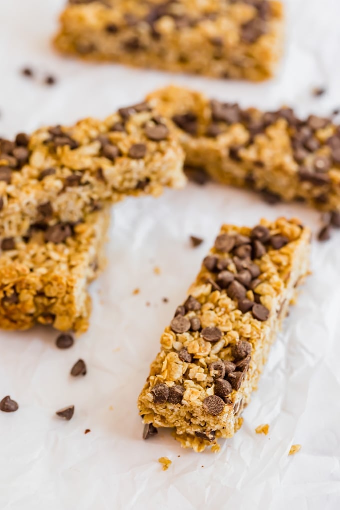 granola bars on a piece of parchment paper