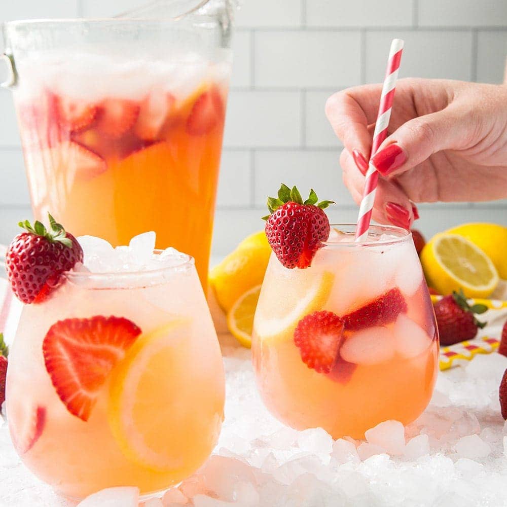 Social media image of Strawberry Lemonade in glasses