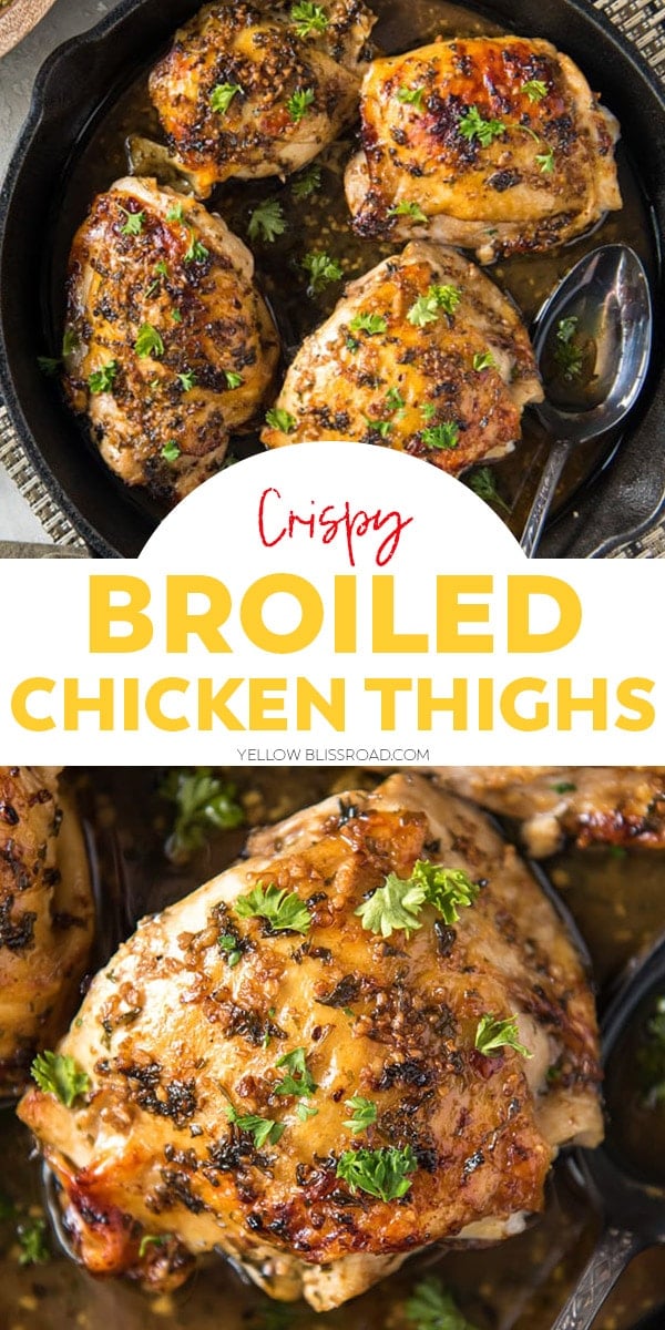 Crispy Broiled Chicken Thighs | YellowBlissRoad.com