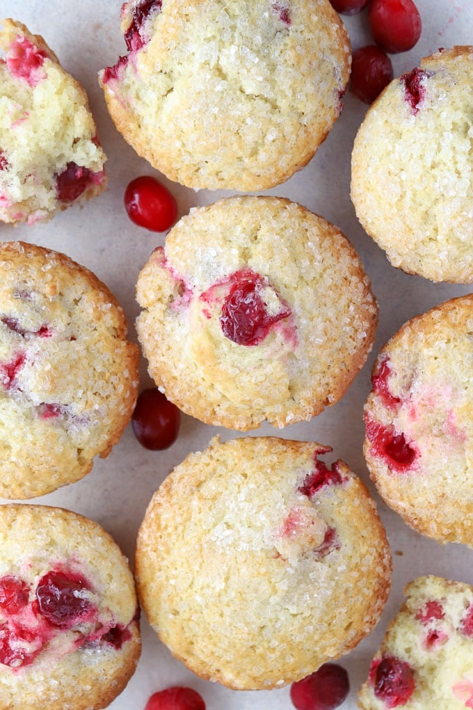 Cranberry Muffins on a piece of parchment paper.