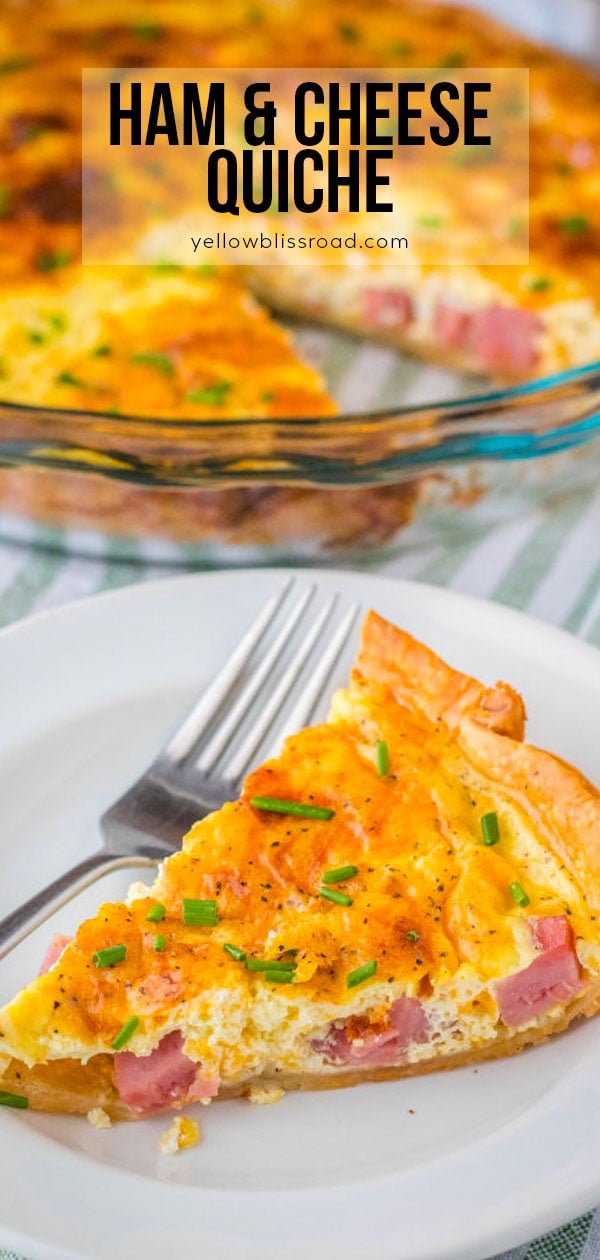 Ham and Cheese Quiche Recipe | YellowBlissRoad.com