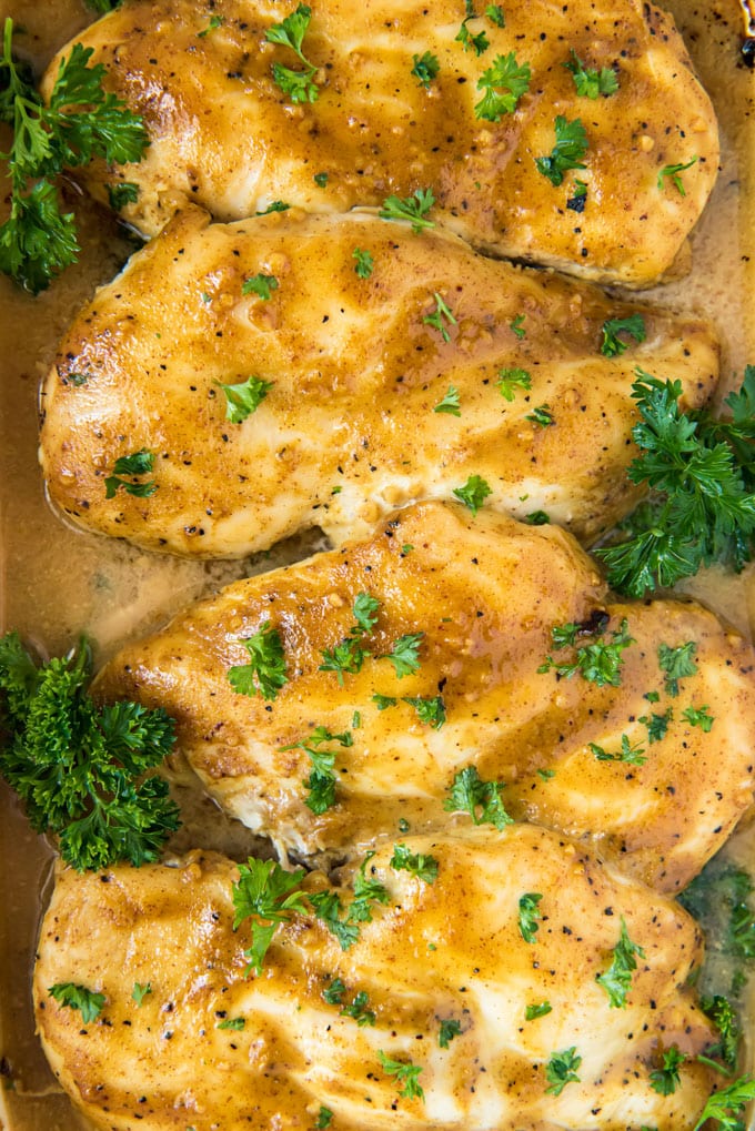 Honey mustard chicken breasts with parsley