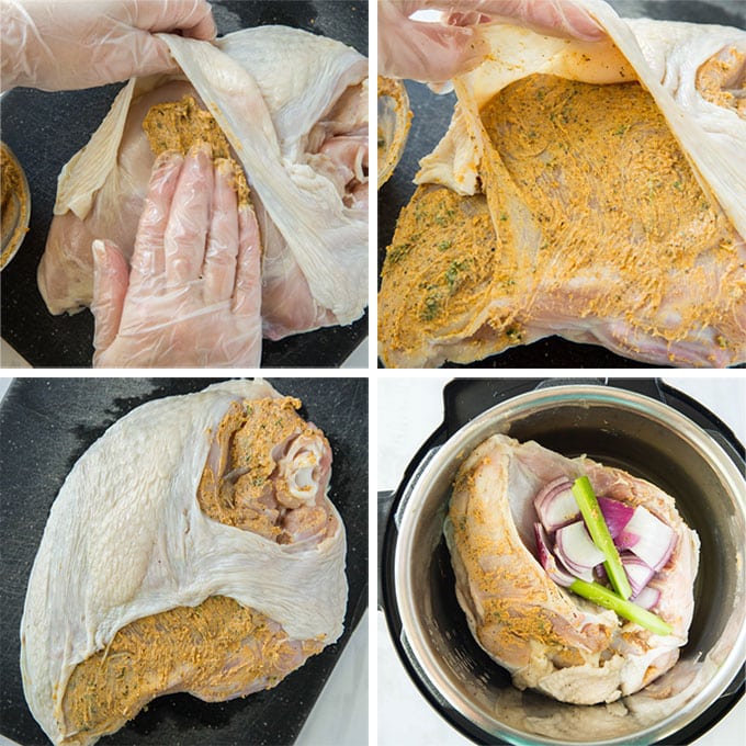 A collage of images showing how to make an instant pot turkey breast