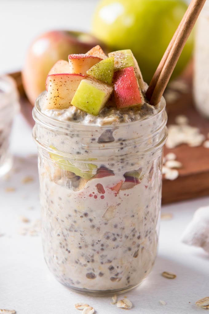 A jar of Apple Cinnamon Overnight Oats