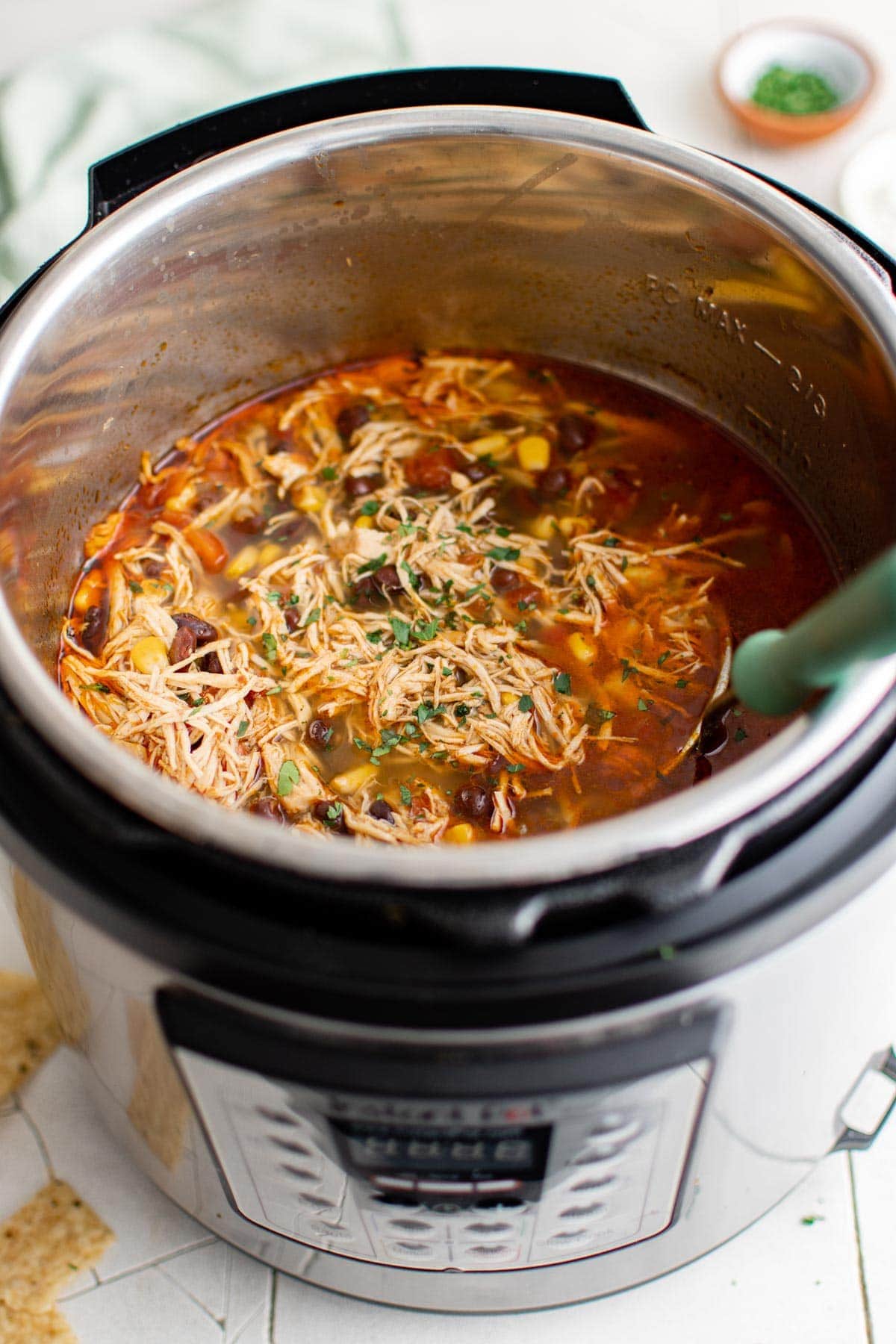 instant pot with chicken tortilla soup