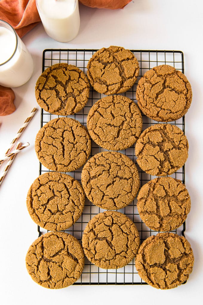 Molasses cookies on a tray