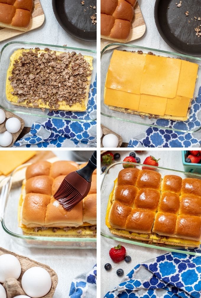 Collage of Step by Steps to make Breakfast Sliders