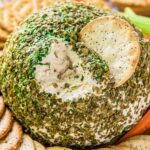 A close up of Crab Dip Cheese Ball