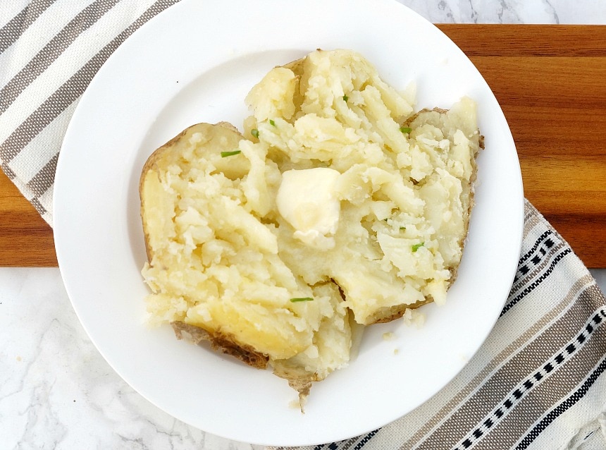 Instant Pot Baked Potato, split, with butter