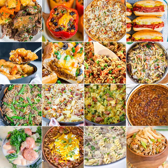 collage of images for beef dinner recipes