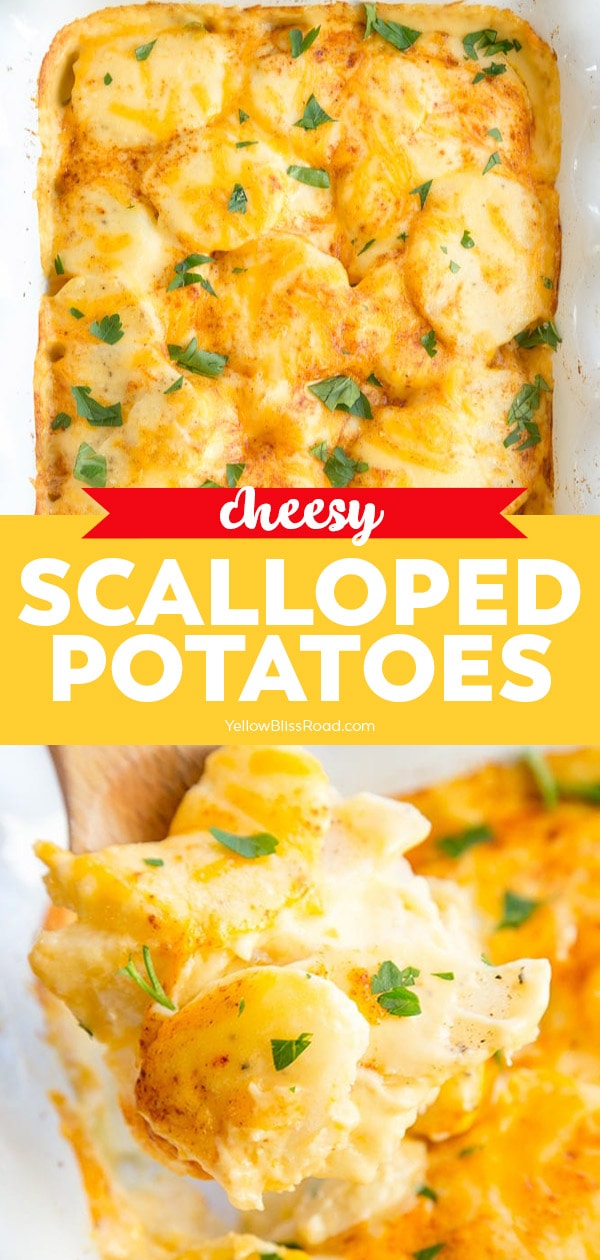 Cheesy Scalloped Potatoes (Au Gratin Potatoes) | YellowBlissRoad.com