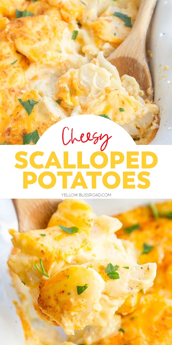 Cheesy Scalloped Potatoes (Au Gratin Potatoes) | YellowBlissRoad.com